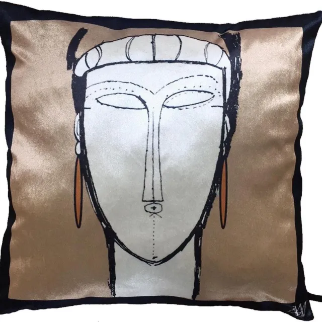 MA-Feeling Sierkussen Mask (Goudkleurig, 45x45 cm) - Fluweel - Uniek cadeau - Handgemaakt - Duurzaam