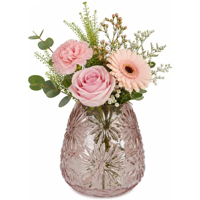 Plume Living Vaas Floran - transparant beige - D17 x H20 cm - glas - bloemenvaas - voor stelen en boeketten
