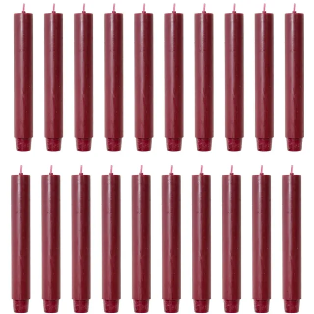 Rustik Lys chique mooie dinerkaarsen pak van 20 stuks 2.6 x 18 cm in de kleur Bordeaux