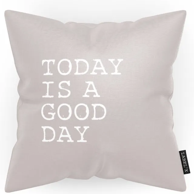 Label2X Sierkussen - Today Is A Good Day Stone Buiten - Multicolor - 40 Cm X 40 Cm Grijs