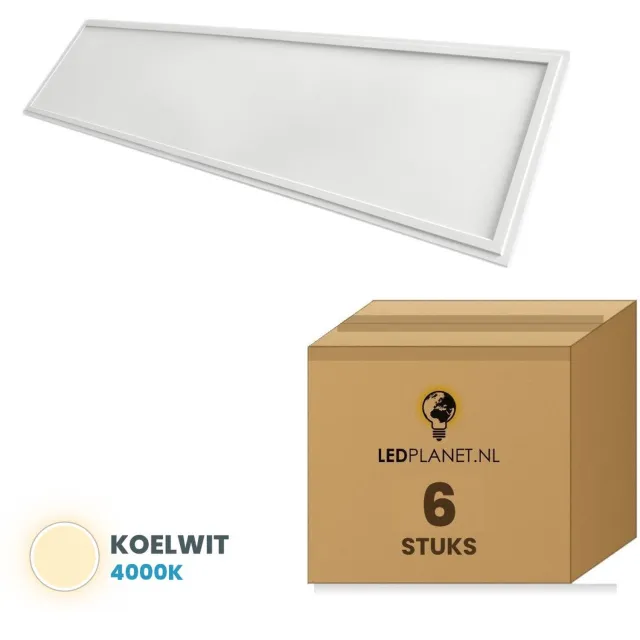 Tsong LED paneel 30x120 cm - 6 stuks - 36W - Koelwit 4000K - 4680 lm - 11mm - CRI80 - 230V
