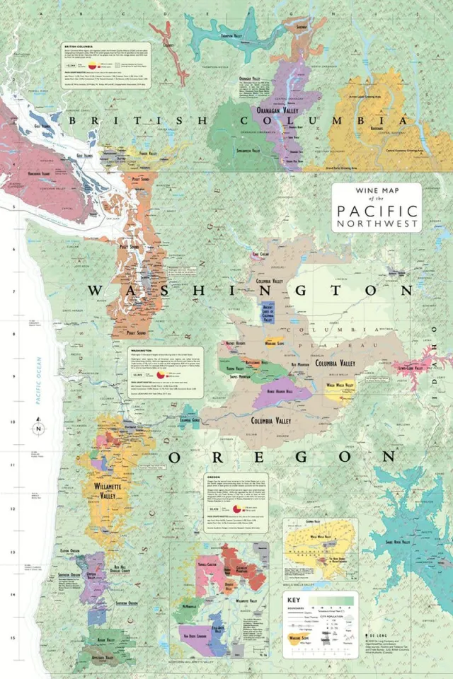 Le Club des Vins Poster - Washington en Oregon - wijn groen
