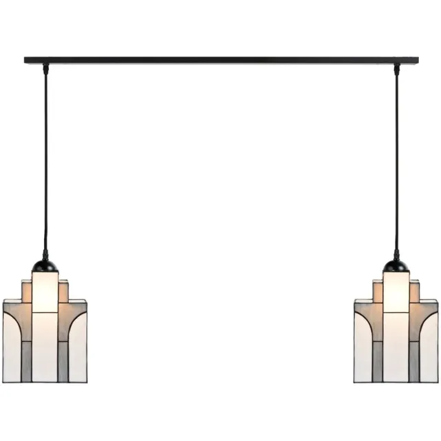 Coloured by Art 2 x Tiffany New York Sky Line lampen aan plafondbalk - Art Deco Trade Grijsblauw