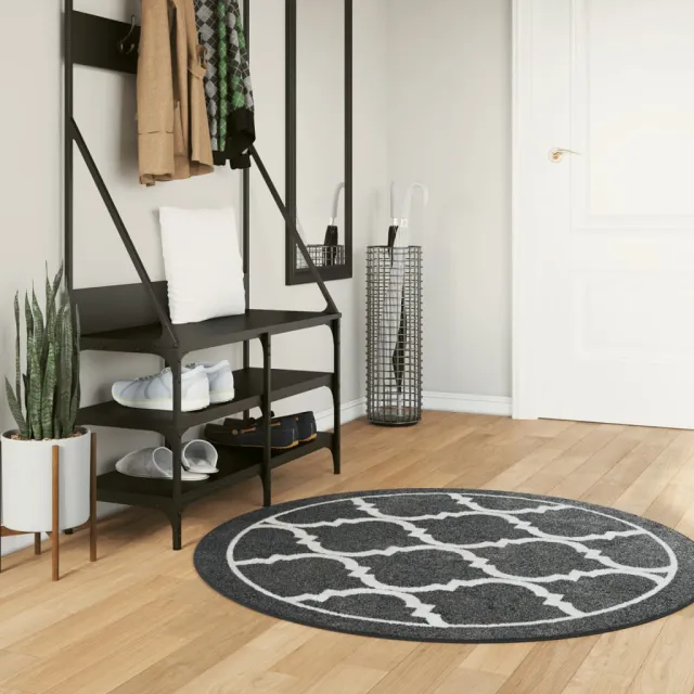 vidaXL Vloerkleed wasbaar Ø 120 cm zwart en wit, foto 2
