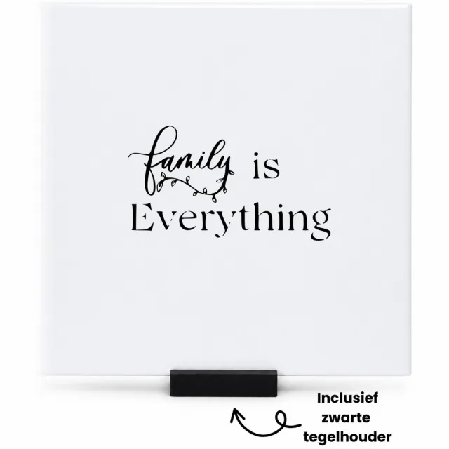 Hacebo Familie tegeltje met tegelhouder - Familie - Familie leden - tegeltjes met tekst - cadeau - verjaardag - gezin - spreuktegels - 15x15 CM Wit