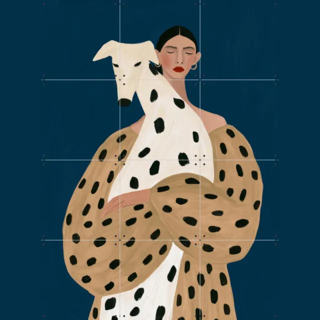 IXXI Spotted Serenity, Atelier Pommeline - 60 x 80 cm - Grote wanddecoratie en posters - Illustraties, Cartoonesk, Modern, Woonkamer, Gang Beige / Blauw