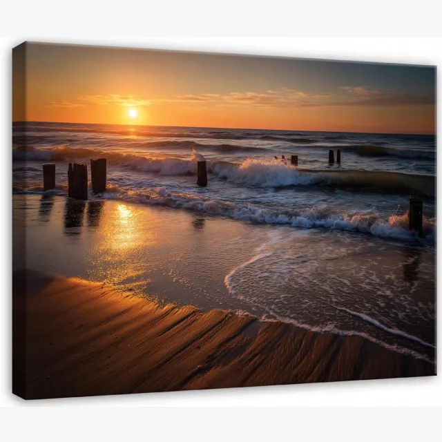 WALLARENA Schilderij op canvas - 60x40 cm - strand zee en landschap - natuur wanddecoratie woonkamer en slaapkamer Veelkleurig