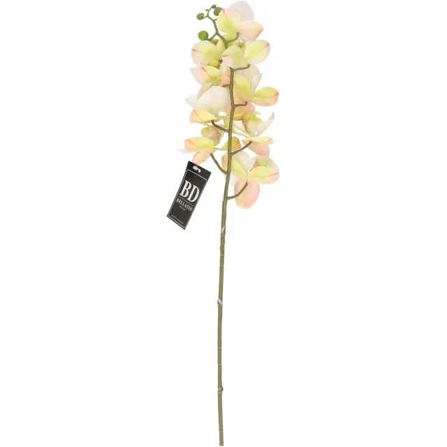 Bellatio Design Kunstbloem Orchidee Bora - wit - 77 cm - losse steel - kunst zijdebloem