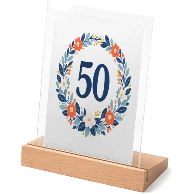 Mr Cadeautjes Glasframe met vaste tekst - design Mijlpaalverjaardag met een speelse plantenslinger en groot c | cadeau Wit