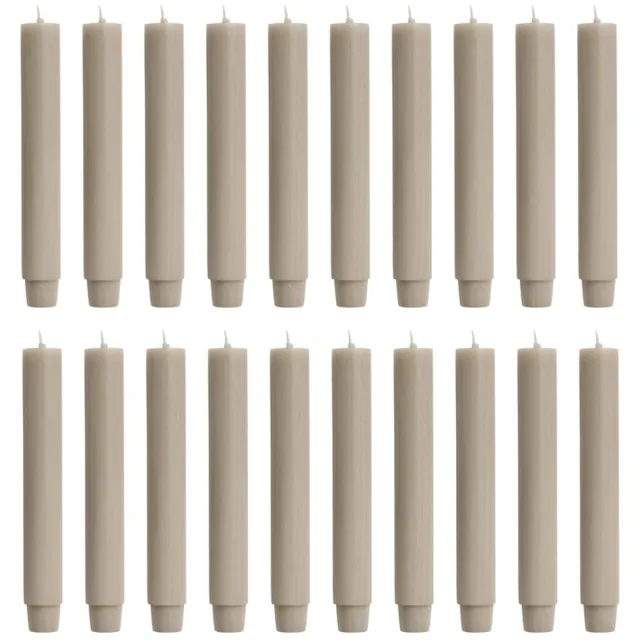 Rustik Lys chique mooie dinerkaarsen pak van 20 stuks 2.6 x 18 cm in de kleur Linnen