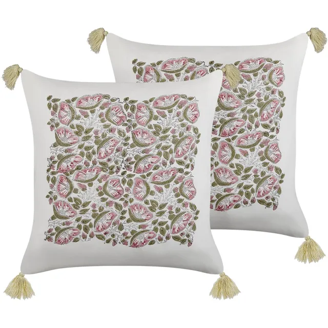 Beliani CARISSA - Sierkussen set van 2 - Multicolor - 45 x 45 cm - Katoen Meerkleurig