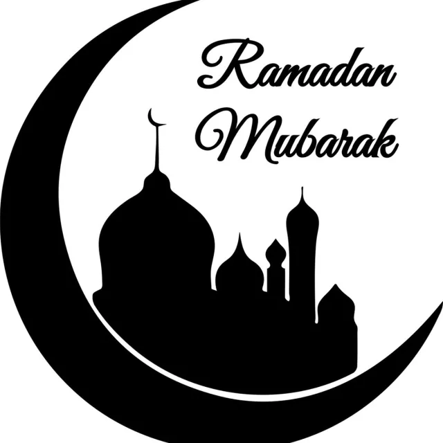 Muurstickerstunter Ramadan Mubarak Muursticker 80cm Zwart