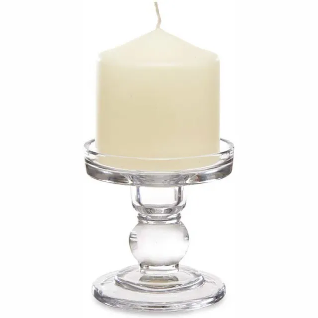 Giftdecor Kaarsen kandelaar van decoratief glas - voor stompkaarsen - D8.5 x H9 cm Transparant