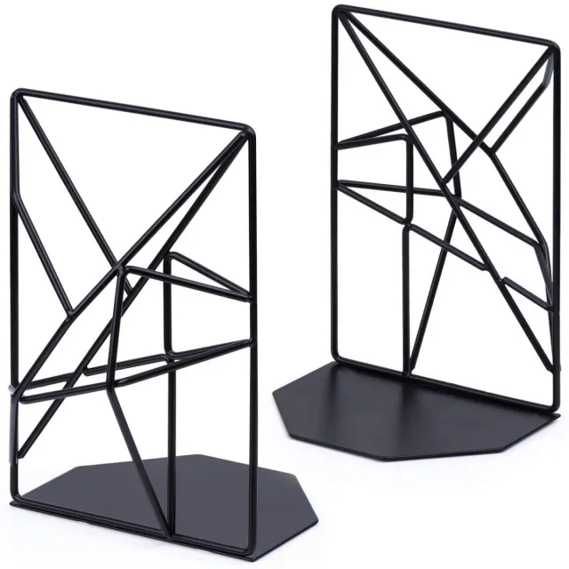 Tovbmup Boekensteunen set van 2 - Boekenstandaard - Bookstand - Book holder - Boekenhouder - Boekensteun voor volwassenen - Tijdschriftenhouder - Tijdschriftenrek - Modern - Staal - 12 x 8 x 18,5 cm - Zwart