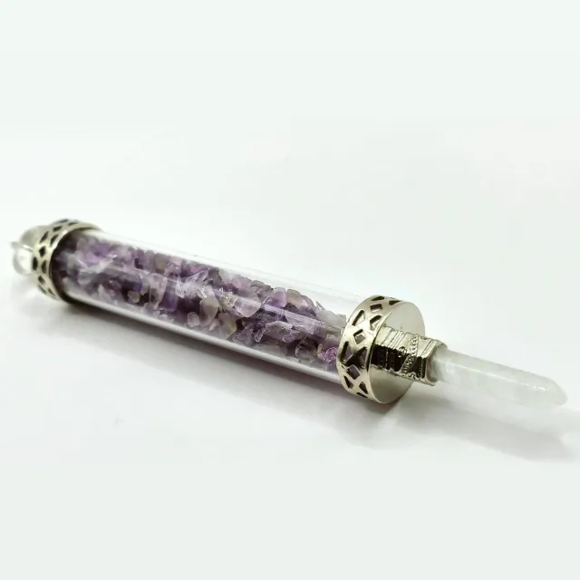 Something Different Toverstaf Agaat - Toverstaf met Seleniet en Agaat 13 cm. - Agaat Healing Wand paars