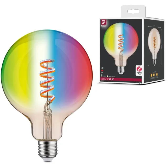 Paulmann Filament 230 V Smart Home Zigbee 3.0 LED Globe G125 E27 470lm 6,3W RGBW+ dimbaar Goud