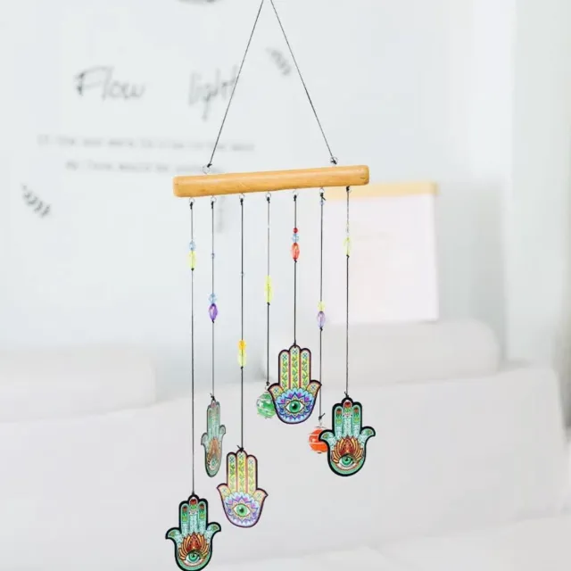 Nature's Melody Decoratie windmobiel windgong windorgel Handje van Fatima - Hamsa hand 60cm Multi
