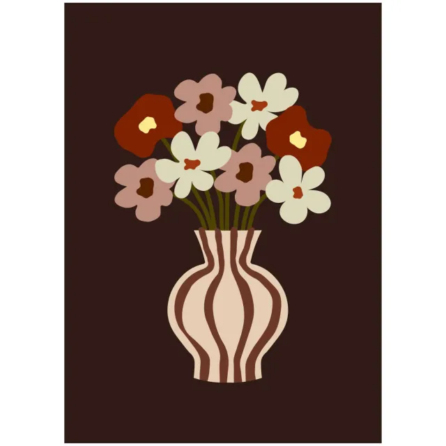 Poster & Frame Poster - FAAD - Brown Flower - 30 x 40 donkerbruin/roze/off white