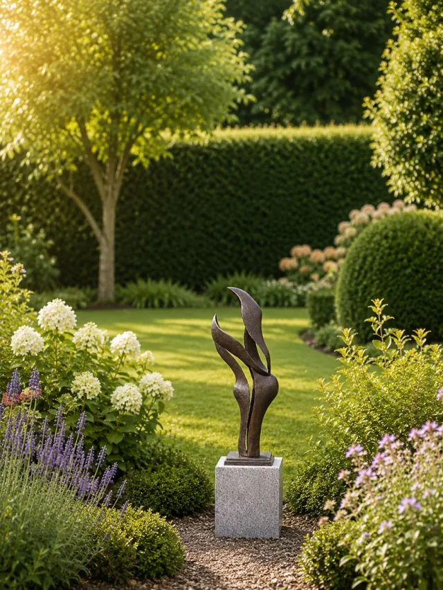Bronzartes TUINBEELD / MODERN / LIEFDE / BRONS/ SAMEN / TROUWERIJ / ABSTRACT BRUIN-ZWART