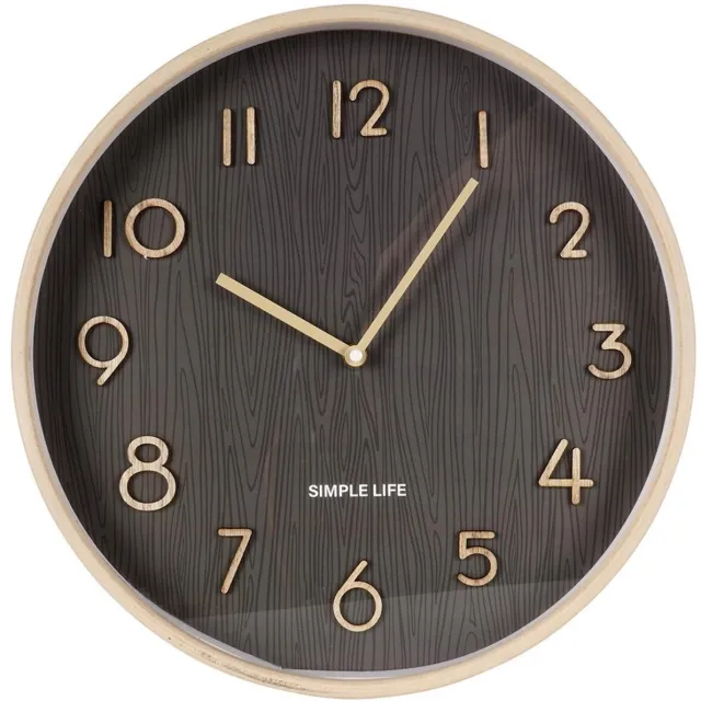 vilde Wandklok - 38 cm - Grijze Tarcza - MDF Frame Grijs;Beige