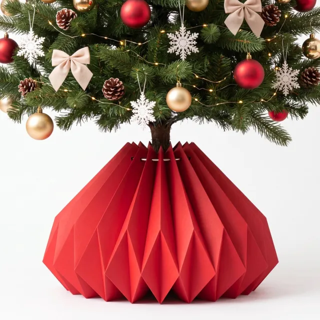 Arvioo ‑Kerstboomrok‑rood‑accordeon‑origami‑uitrekbaar‑60x25cm‑kerstdecoratie