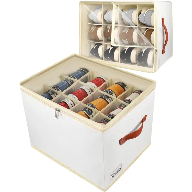Famanu Schoenenopberger schoenenorganizer schoenenkast – 24 cellen schoenendozen stapelbaar schoenenrek ruimtebesparende schoenenorganizer voor kast schoenenrek schoenenrek schoenenopslag wit