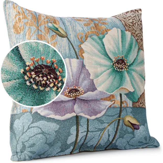 ANRO Wijnroos Sierkussen 45x45 cm - Jacquard gobelin Beige