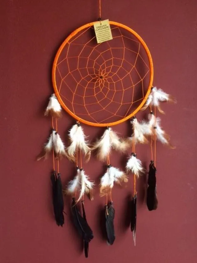 Zus & Zo Dromenvanger / Dreamcatcher Ø26cm zonder kleintjes - oranje