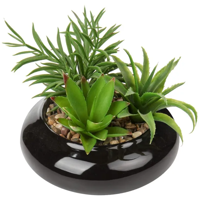 Unyqoos Decoratieve kunstvetplant in stijlvolle keramische pot voor elke ruimte Groen