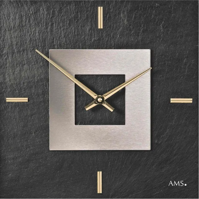 AMS Wandklok Leisteen- Aluminium 9525 Grijs