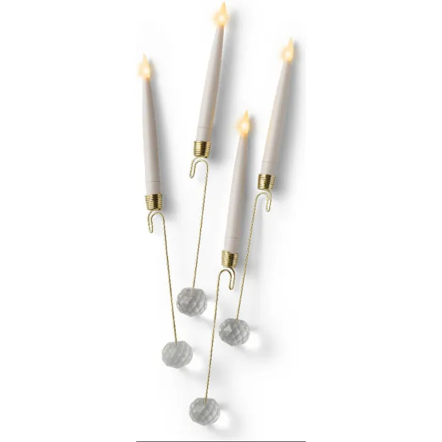 Lumineo LED waxinelicht - dia1.50-H15.00cm-1L (set van 10) white/flame