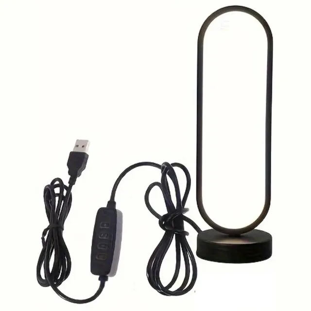 Smyl. Lamp - Ringlamp - Verlichting - Nachtlamp - Bedlamp - Bureaulamp - Dimbaar - 3 Kleuren - Zwart - Tafellamp - USB Voeding