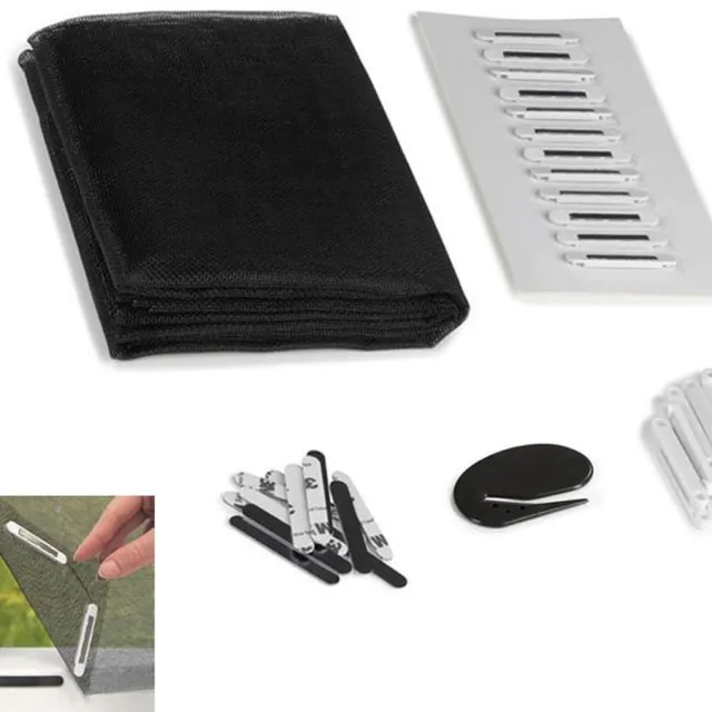 KZQ Magnetische raamhor – Inclusief 12 magneten – Briefopener – Magnetische bevestiging – Eenvoudig te installeren – Formaat aanpasbaar – Geschikt voor ramen tot 150 x 200 cm – Zwart