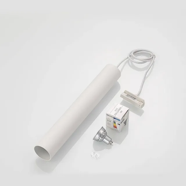 Lindby 1-fase railverlichting - 1licht - Metaal, textiel - H: 40 cm - GU10 - wit