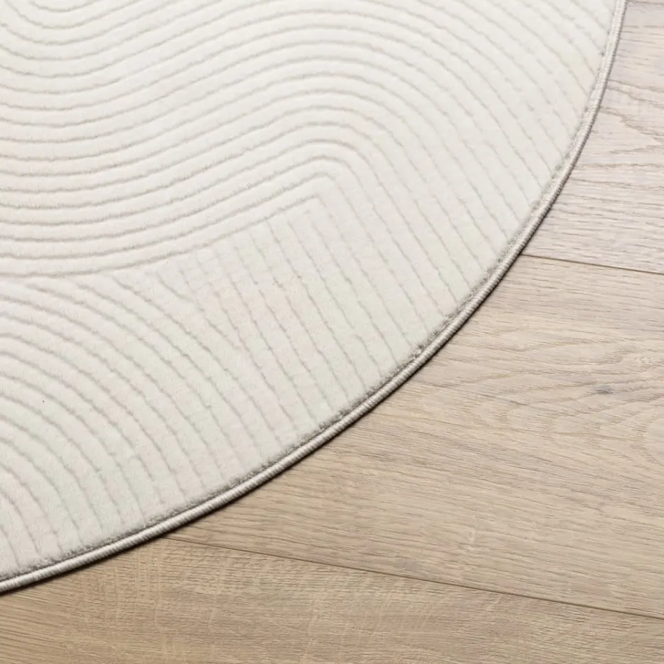 vidaXL Vloerkleed IZA laagpolig Scandinavisch Ø 160 cm crèmekleurig, foto 3