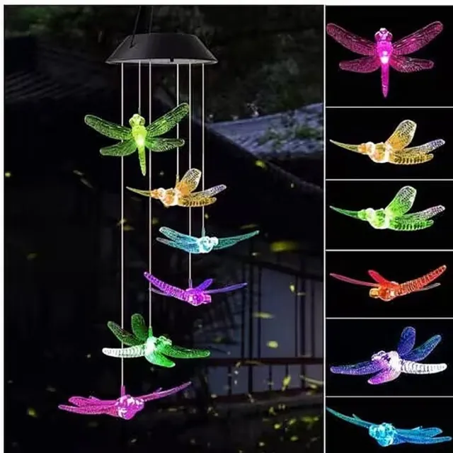 Dailyiled groene libelle solar verlichting - led - multicolor - sfeerverlichting - windgong