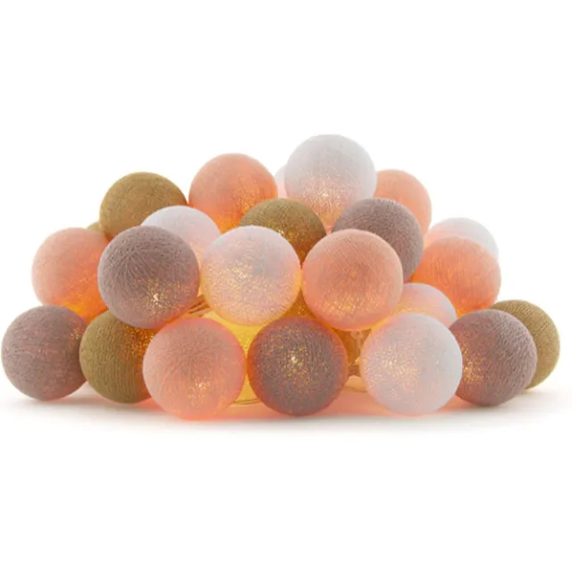 Cotton Ball Lights LED lichtslinger voor binnen - Handgemaakt en Fairtrade - 50 lampjes - Flamingo