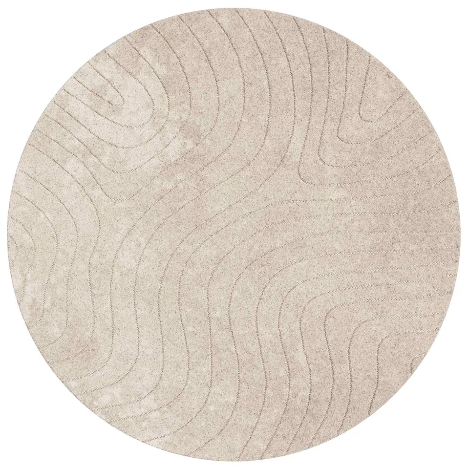 vidaXL Binnen- en buitentapijt PALMERAS Beige Ø 200 CM Polyester
