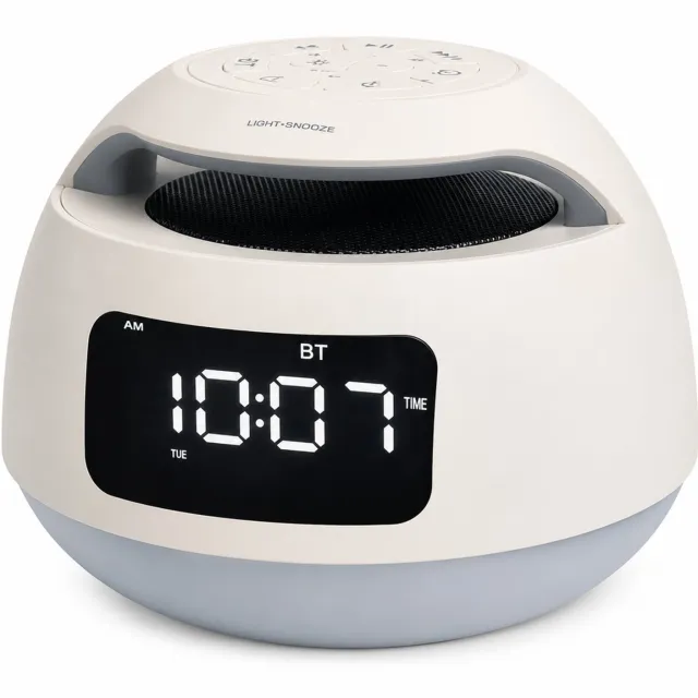 SWGOTA Witte oplaadbare LED-wekker met nachtlamp en knoppen bovenop, digitale tafelklok voor bureau of nachtkastje