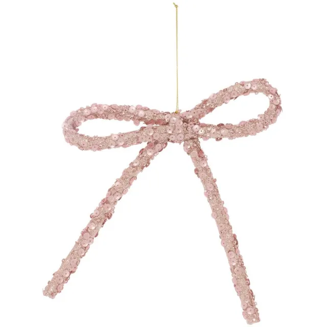 Feeric lights & Christmas Kerstboomversiering met witte en roze strik, 17 cm Rose