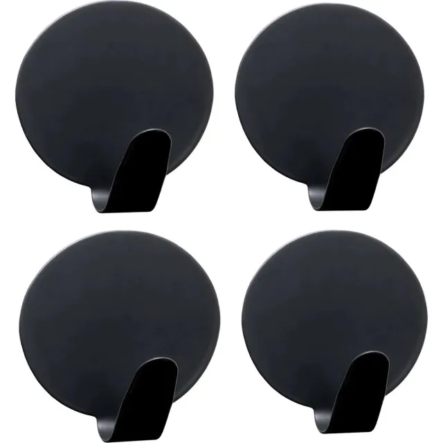 Tatkraft CREW - Handdoekhaakjes zwart - Zelfkevendemuurhaakje - Rek - Deurhaak Zelfklevend - Extra Sterk Tot 5 KG - Set Van 4 Stuks