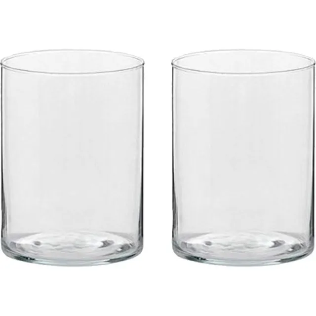Trend Candles Theelichthouder - 2x - transparant - glas - hoog model - 5,5 x 6,5 cm - Glazen kaarsenhouders - Woondecoraties