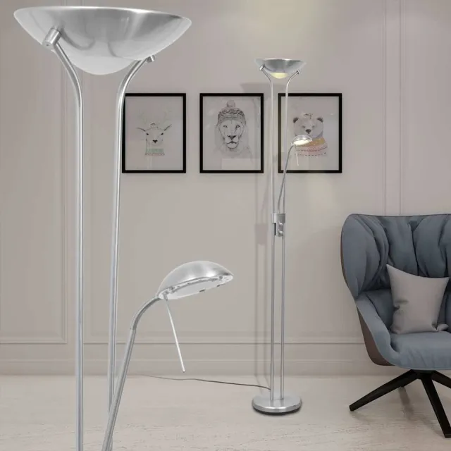 vidaXL Vloerlamp LED dimbaar 23 W Zilver