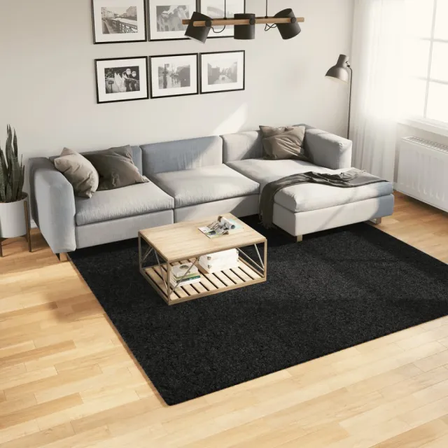 vidaXL Vloerkleed OVIEDO laagpolig 240x240 cm zwart, foto 2