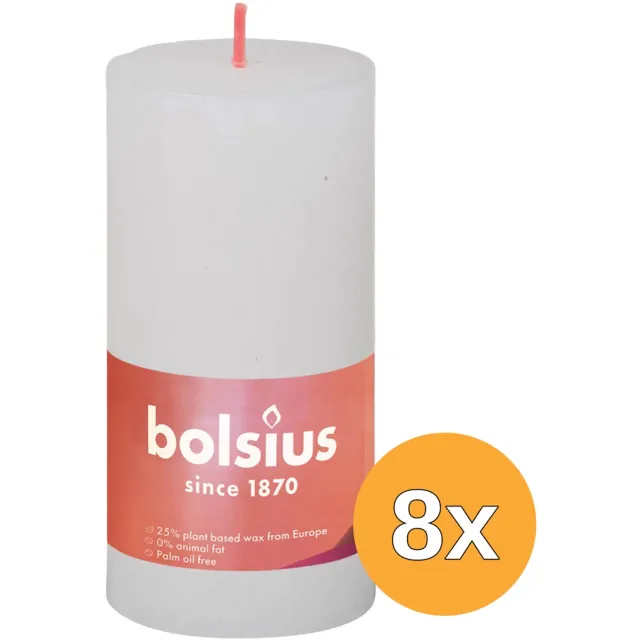 Bolsius Stompkaarsen Shine 8 st rustiek 100x50 mm wolkenwit Troebelwit