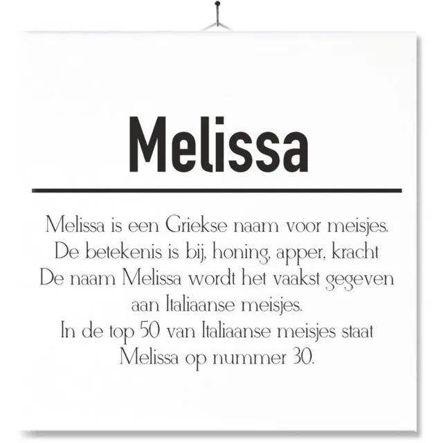 MC Living Tegel Met Opdruk | Betekenis | Kado | Cadeau | Met Naam - Melissa Multi-Color