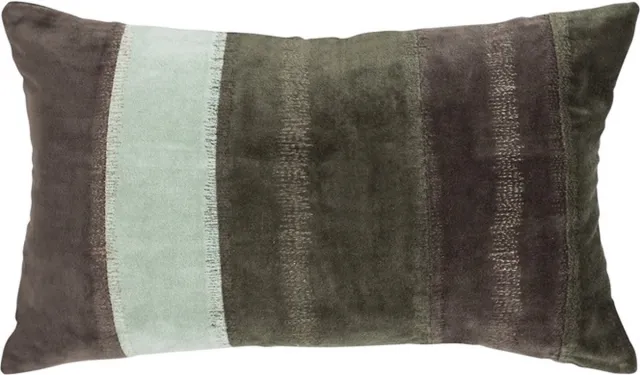 Linen & More Velvet Stripe Forest Groen Min Kussen | 30 X 50 | Sierkussen Voor Woonkamer Of Slaapkamer