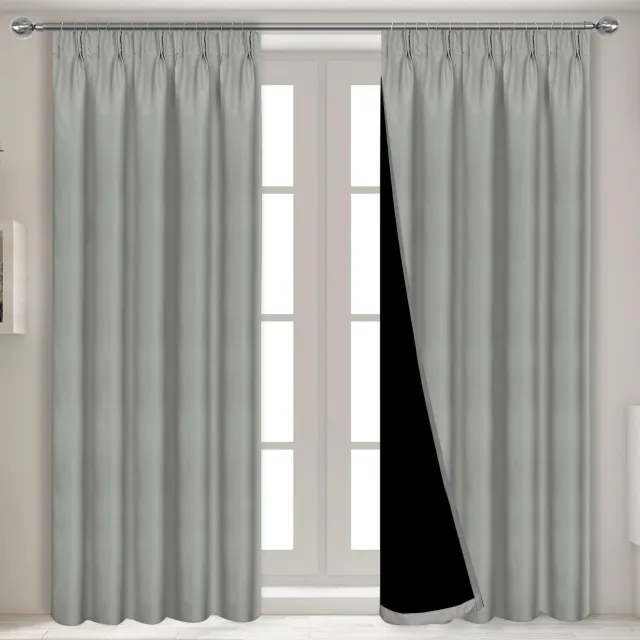 Famanu Grijze 100% verduisterende gordijnen voor slaapkamer, set van 2 panelen, 140 x 240 cm, thermisch isolerende gordijnen voor woonkamer en keuken wit