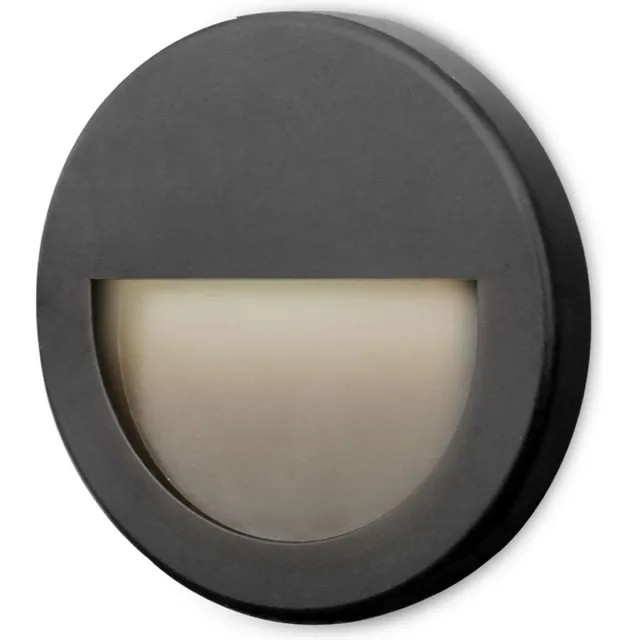 BRAYTRON Vekta Wandlamp LED Buitenlamp Muur Armatuur- Ronde- Zwart - Waterdicht IP65 -3W -3000K Warm wit licht