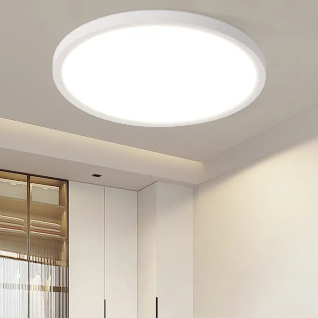 NETTLIFE Plafondlamp LED - Wit - modern - 30cm - rond - 3000 K Warm wit Licht - 24 W Woonkamerlamp - IP44 Waterdicht - Platte Plafondlamp - voor Slaapkamer | Keuken | Gang